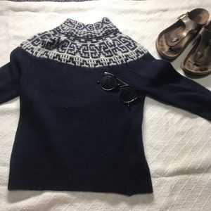 Navy and White Knit Sweater